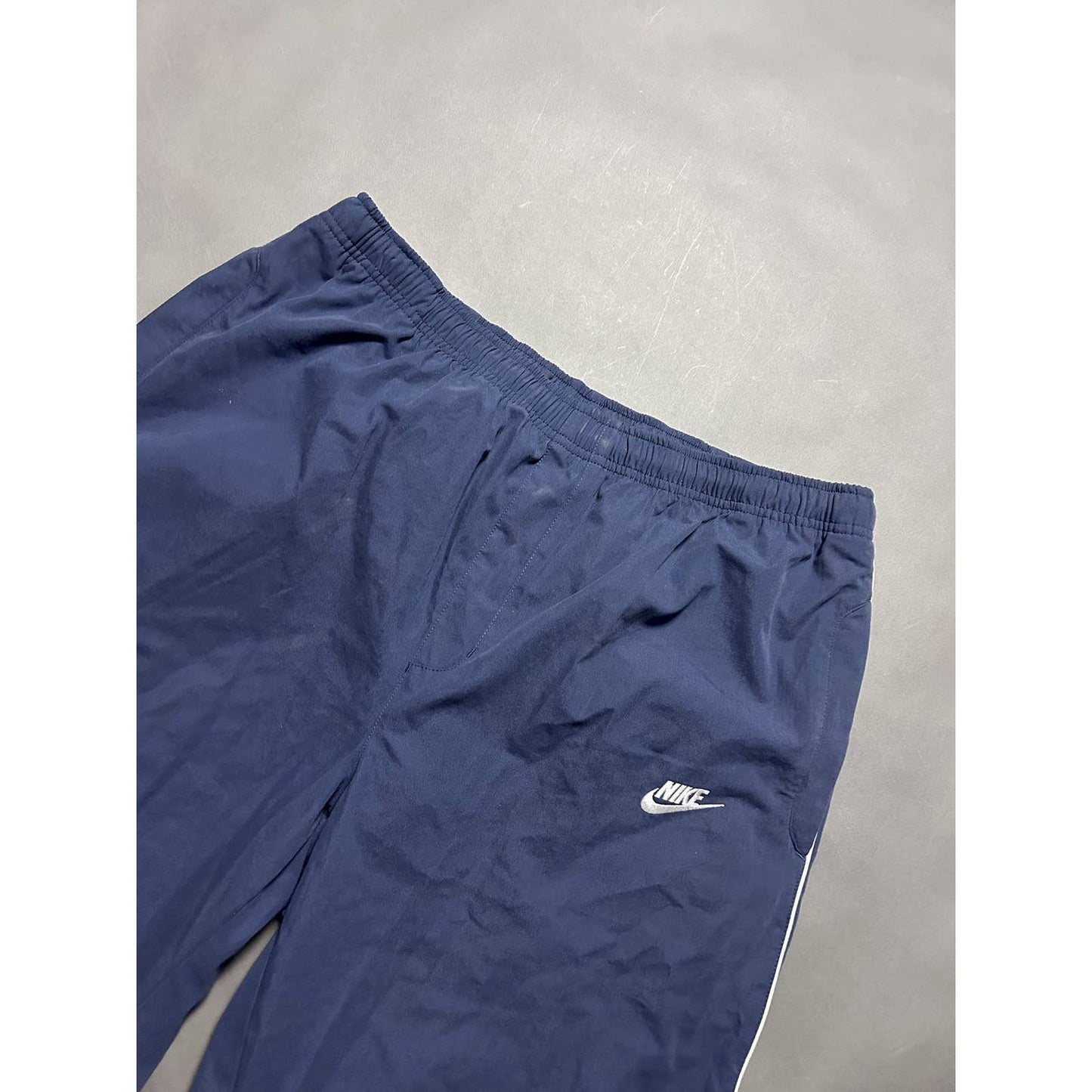 Nike vintage navy nylon track pants small swoosh drill Y2K