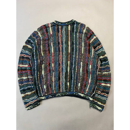 Coogi sweater vintage green cable knit multicolor