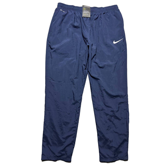 Nike navy nylon track pants small swoosh drill Y2K