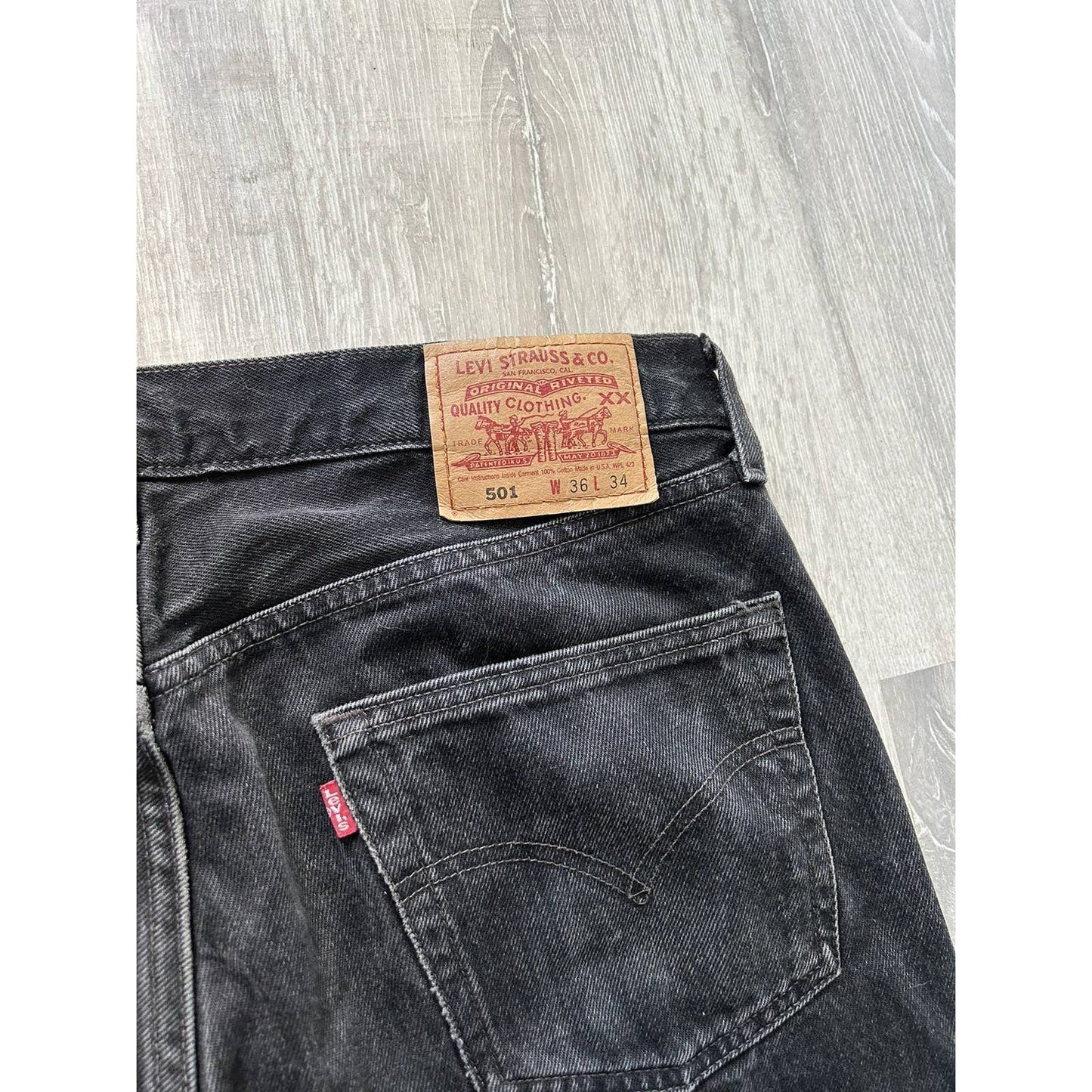 90s Levi’s 501 vintage black jeans made in USA denim