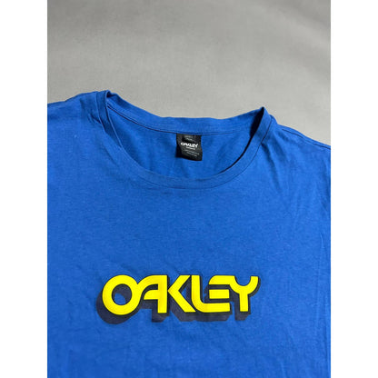 Oakley T-Shirt vintage blue yellow big logo Y2K