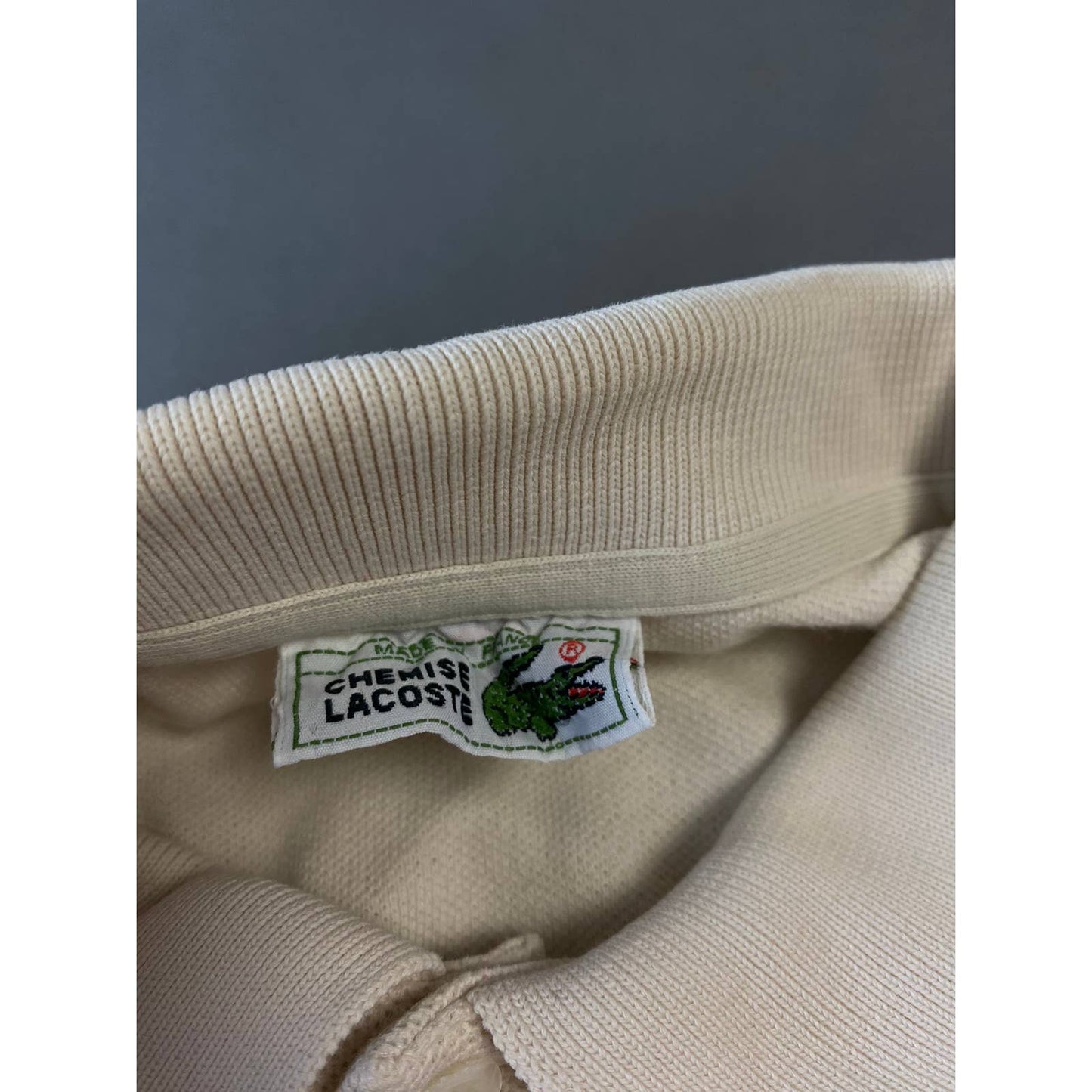 Lacoste vintage cream long sleeve polo t-shirt rugby