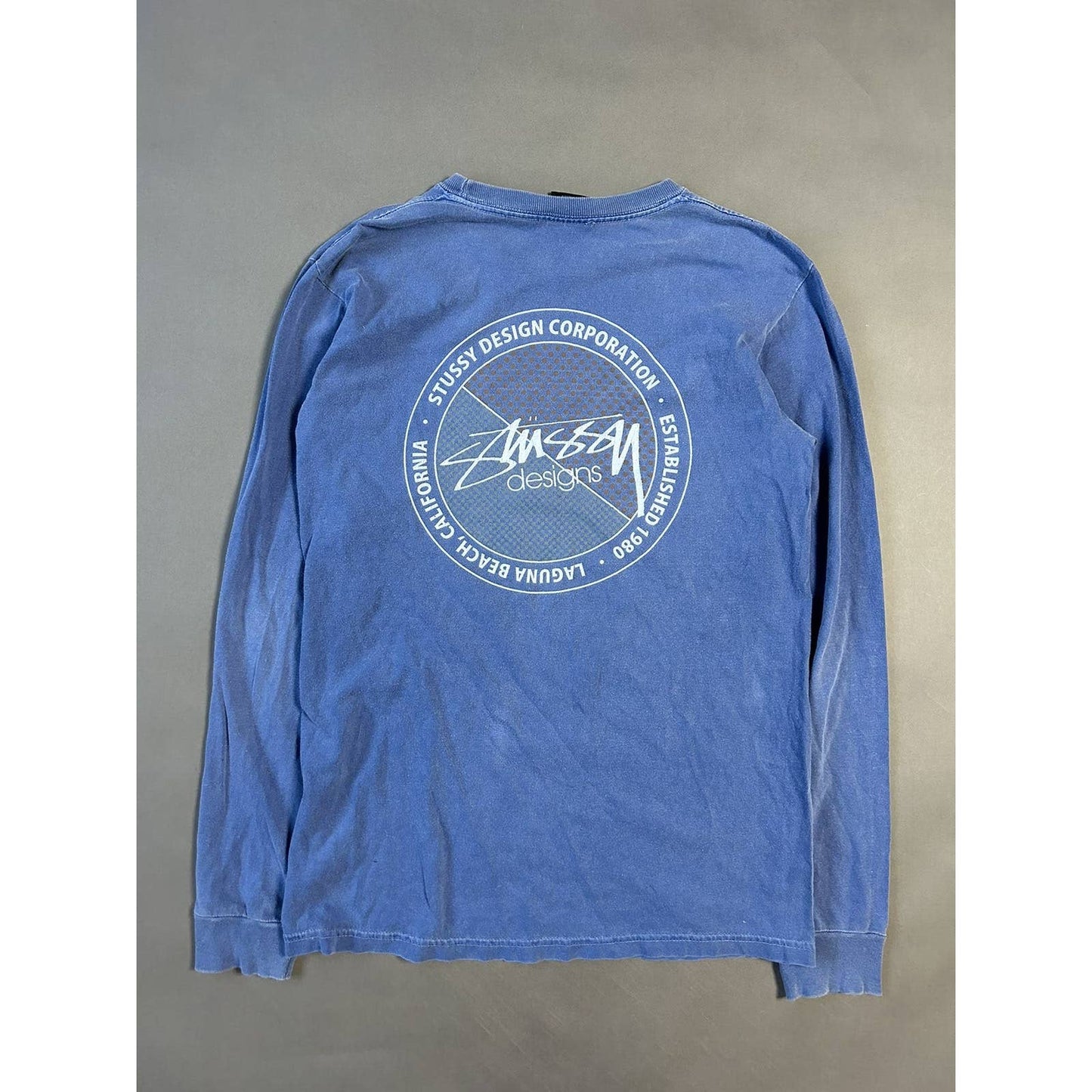 Stussy t-shirt big logo blue vintage long sleeve