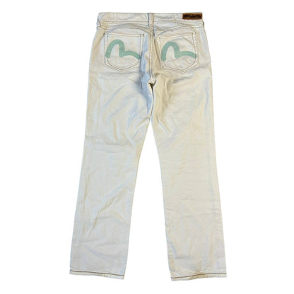 Evisu x Puma vintage white jeans blue seagulls Japan