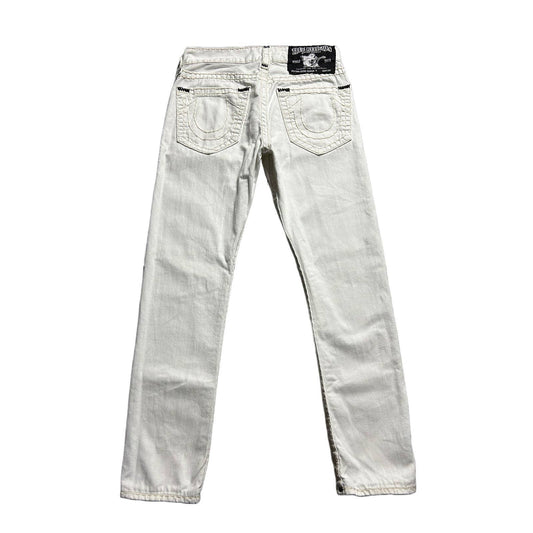 True Religion vintage white jeans denim black stitching