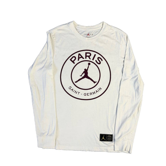 PSG Jordan white long sleeve T-shirt big logo Paris
