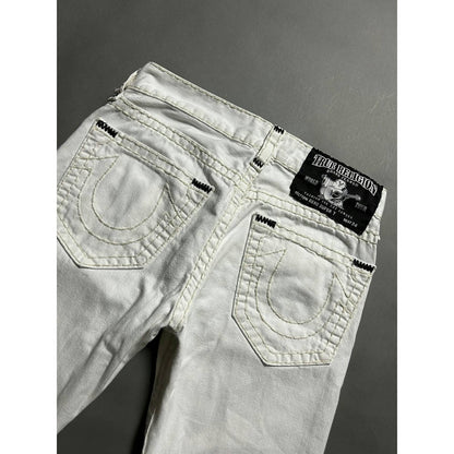 True Religion vintage white jeans denim black stitching