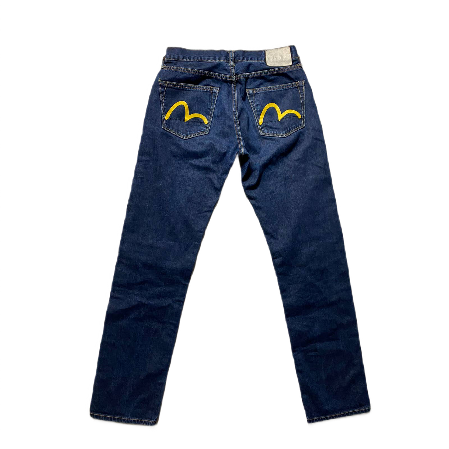 Evisu Genes Japan vintage navy jeans yellow seagulls