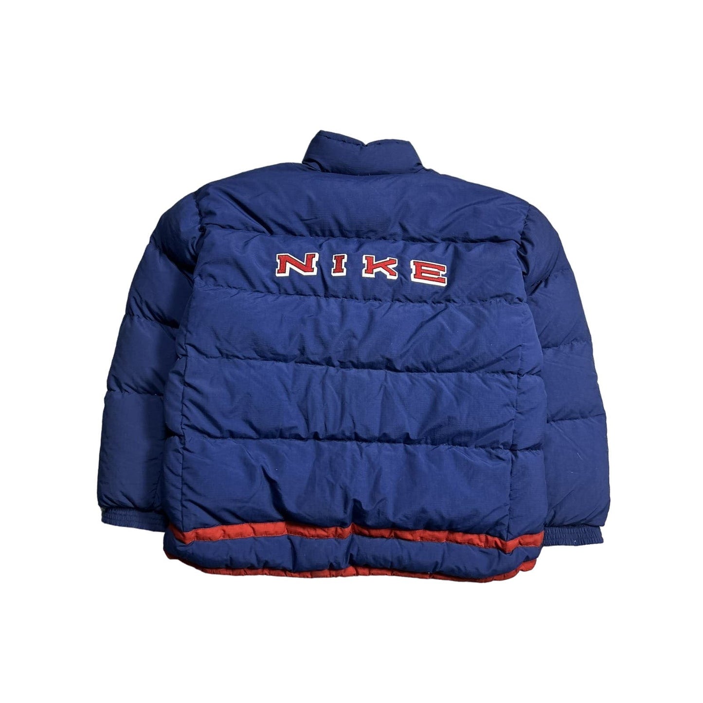 Nike navy puffer jacket big logo reversible vintage 90s red