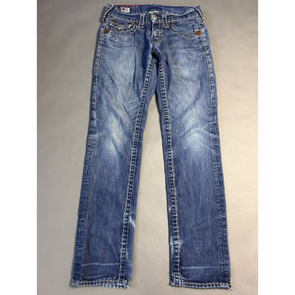 True Religion vintage blue jeans grey thick stitching