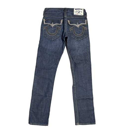 True Religion vintage navy jeans brown thick stitching Y2K