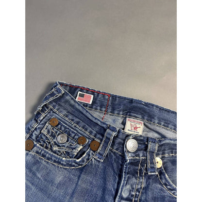 True Religion vintage blue jeans grey thick stitching