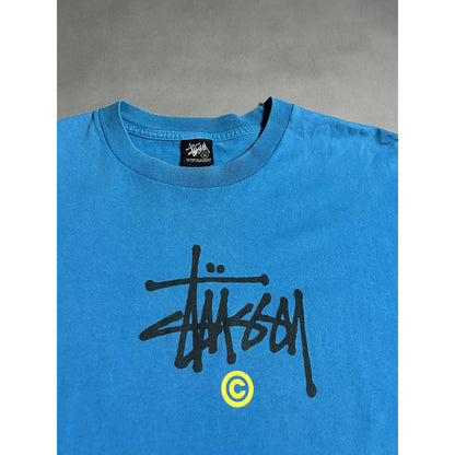 Stussy t-shirt big logo blue vintage