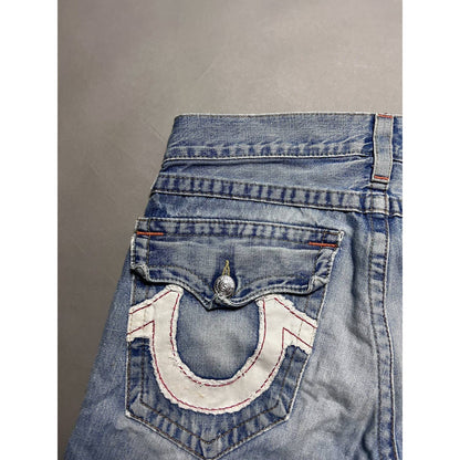 True Religion vintage blue jeans white big logo