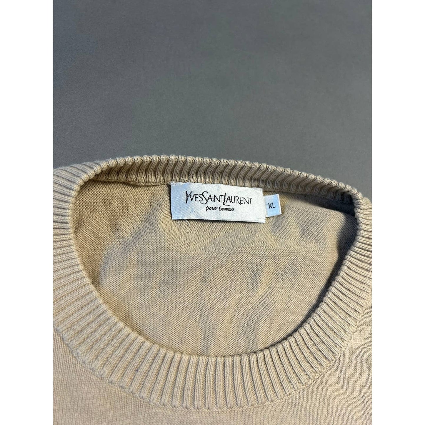 Yves Saint Laurent sweater beige vintage small logo YSL 90s