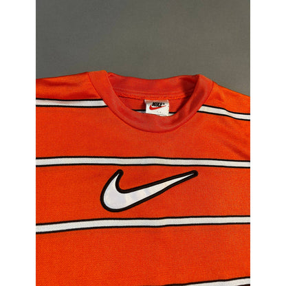 Nike big swoosh striped t-shirt vintage 90s Orange