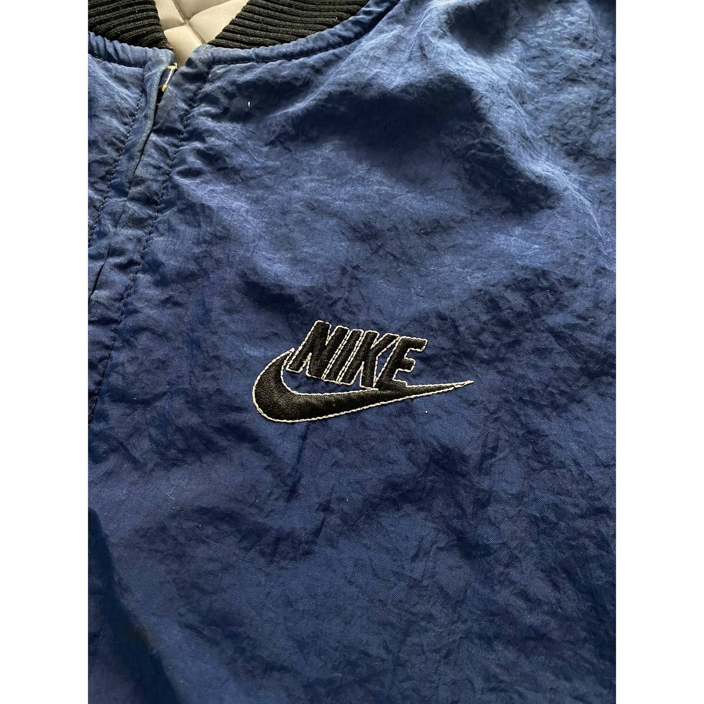 Nike varsity bomber jacket navy big logo vintage