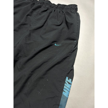 Nike vintage black blue nylon track pants small swoosh drill