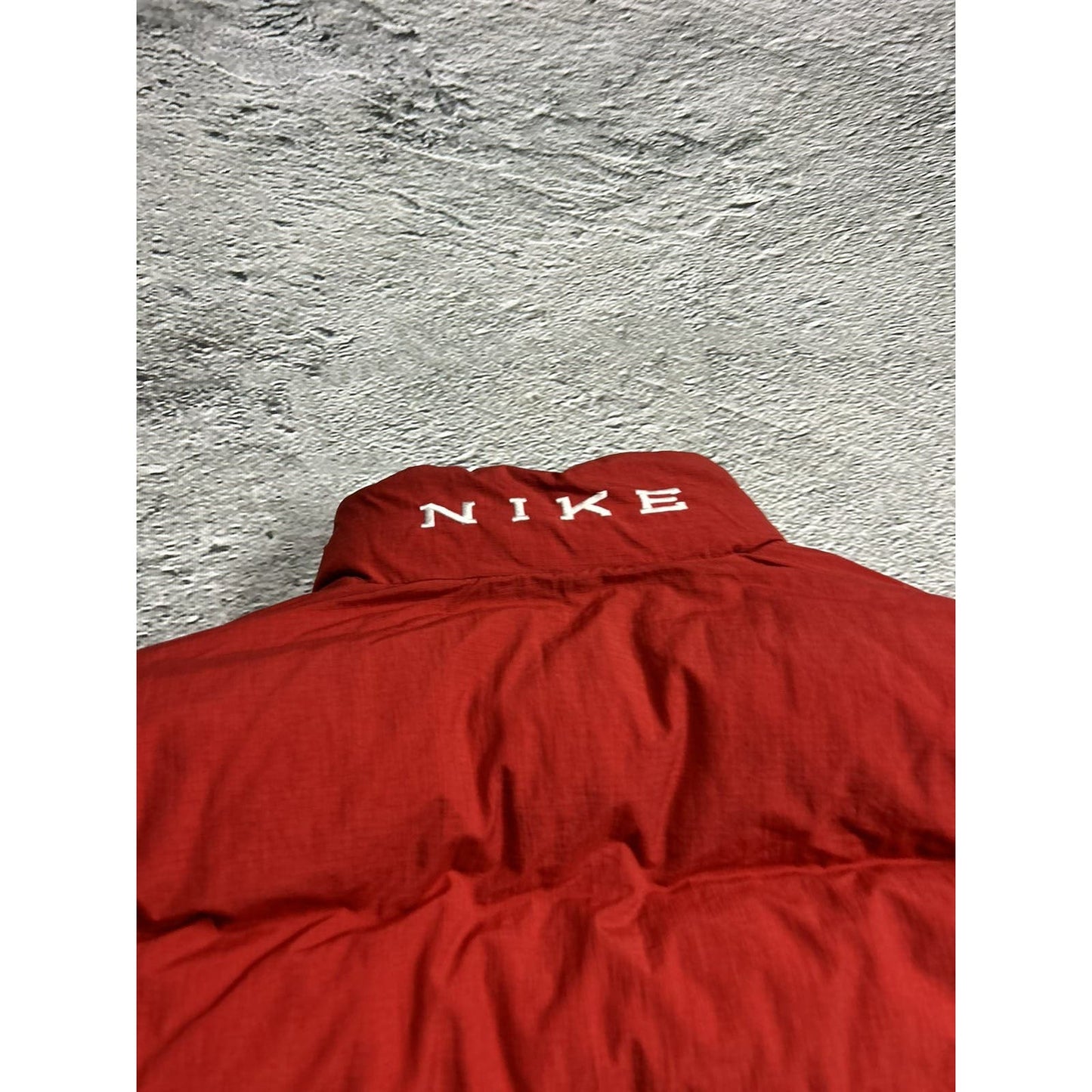 Nike navy puffer jacket big logo reversible vintage 90s red