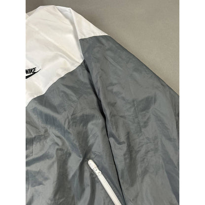 Nike track jacket white windrunner hooded small logo grey