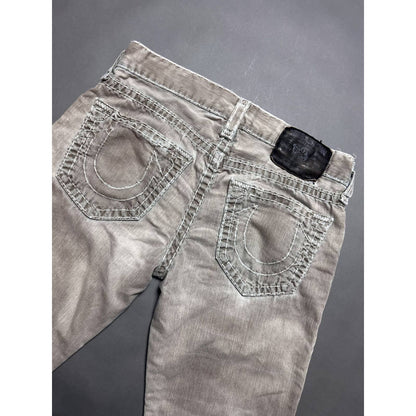 True Religion vintage beige jeans black thick stitching Y2K