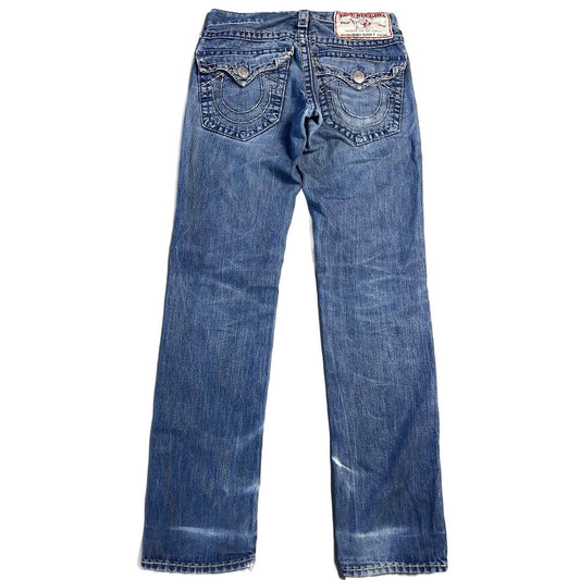 True Religion vintage blue jeans grey thick stitching