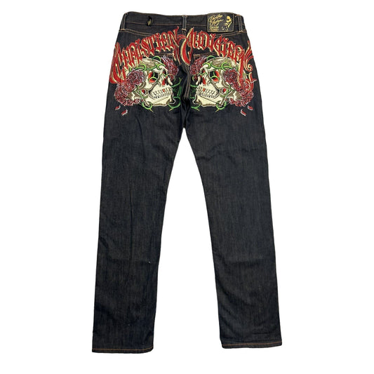 Ed Hardy Christian Audigier vintage jeans big logo pants Y2K