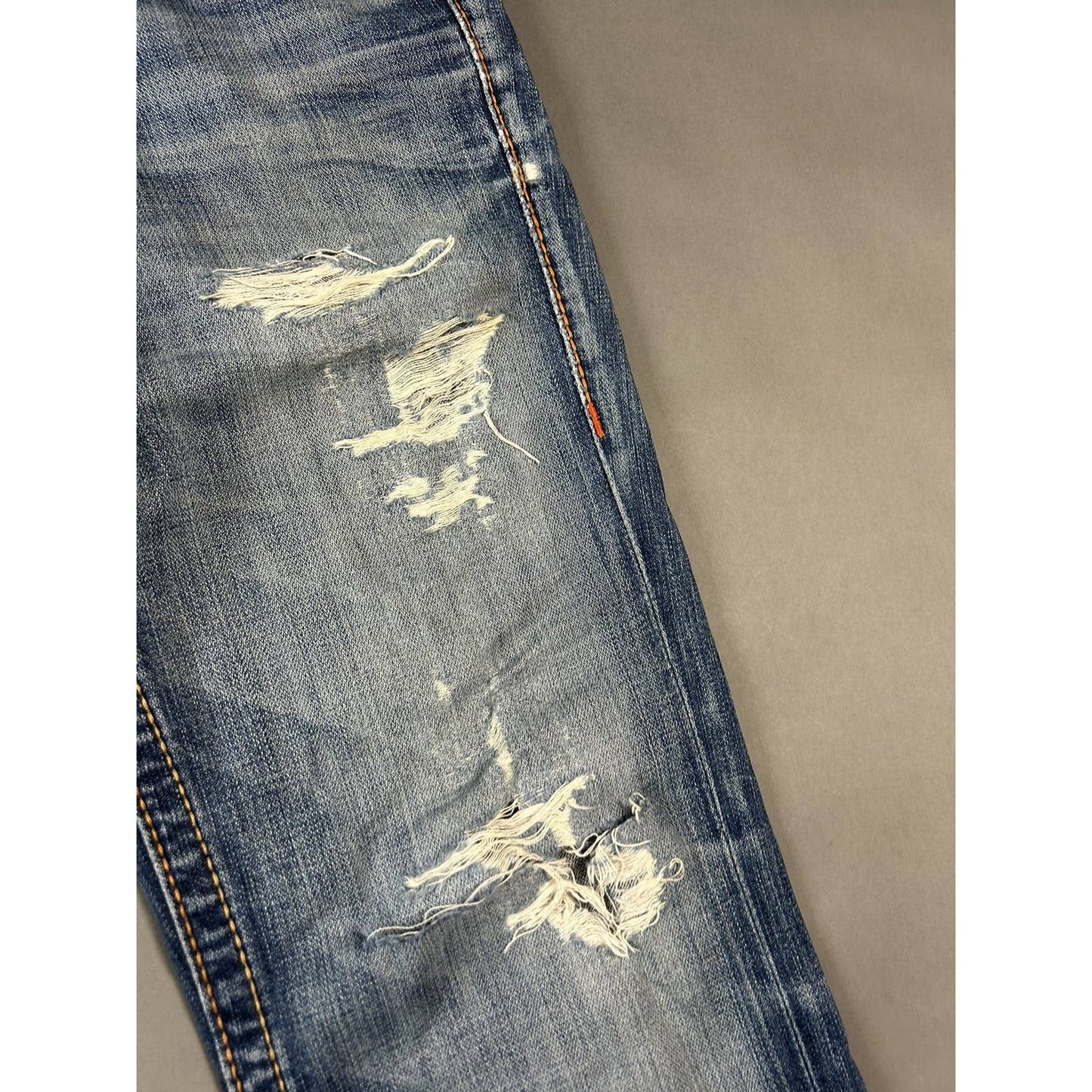 True Religion vintage blue jeans rainbow thick stitching Y2K