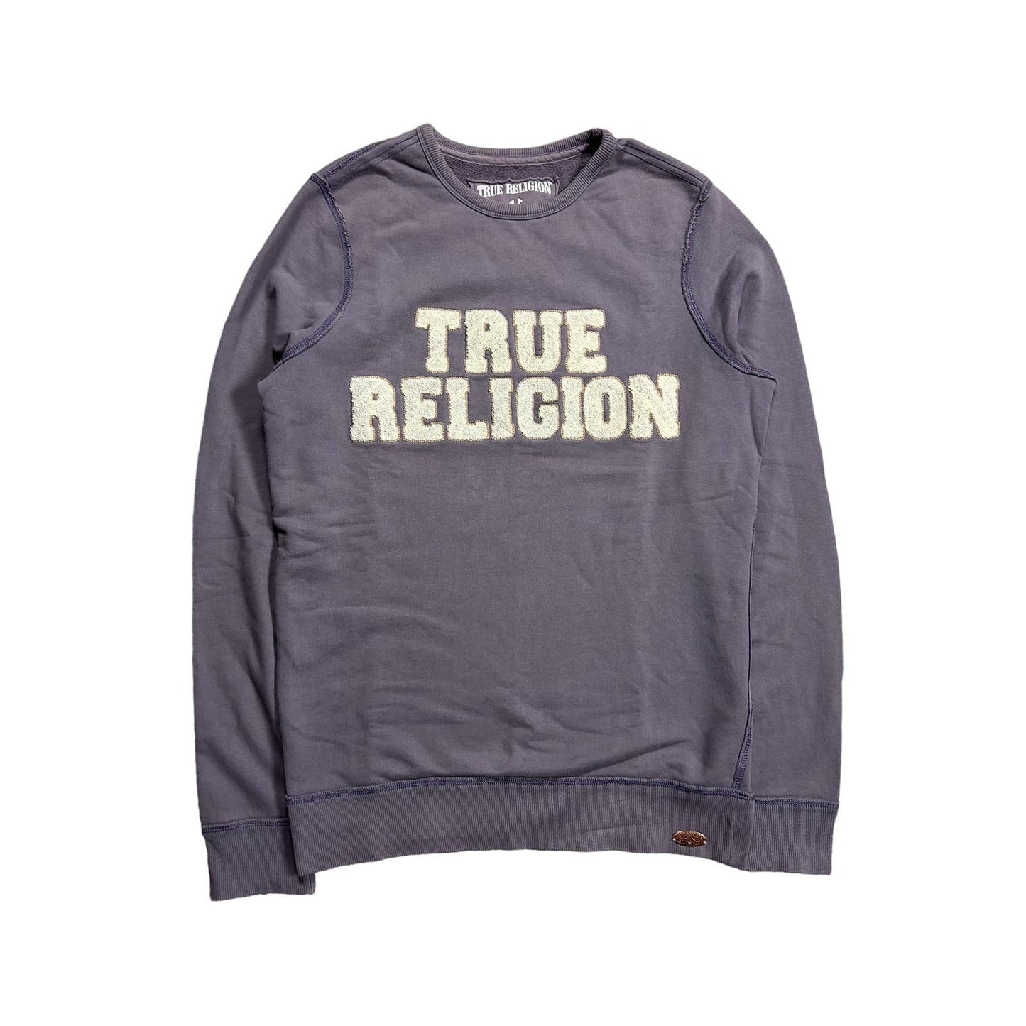 True Religion sweatshirt vintage big logo Y2K purple white