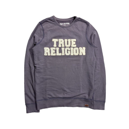 True Religion sweatshirt vintage big logo Y2K purple white