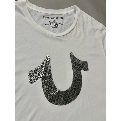 True Religion disco white T-shirt big logo