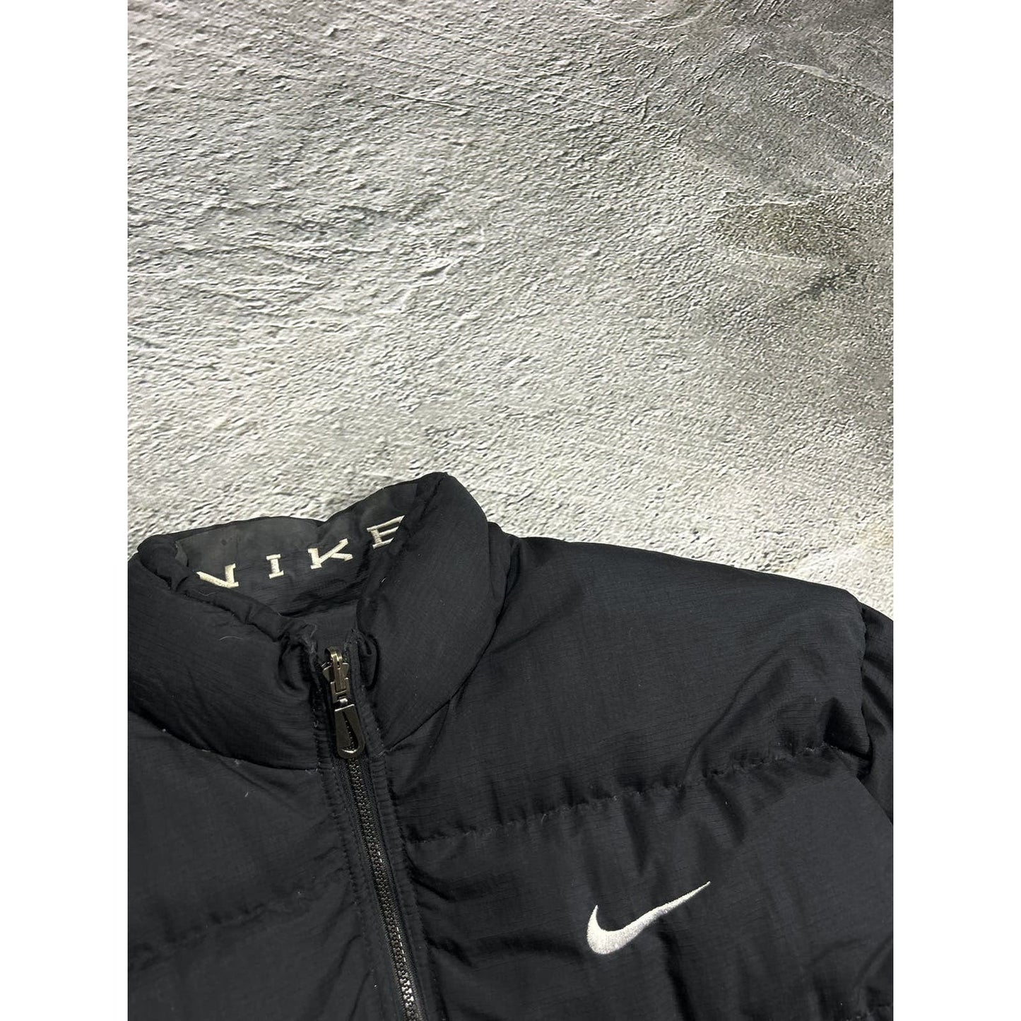 Nike black puffer jacket big logo reversible vintage 90s