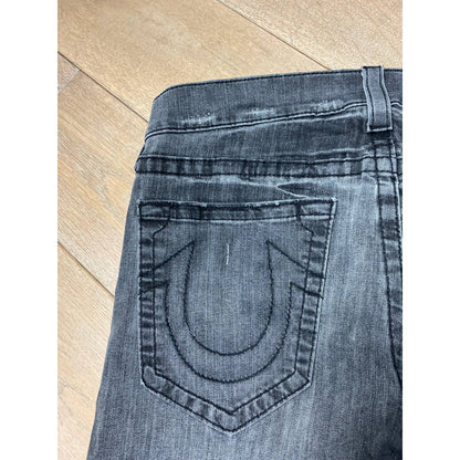 True Religion vintage grey jeans black thick stitching Y2K