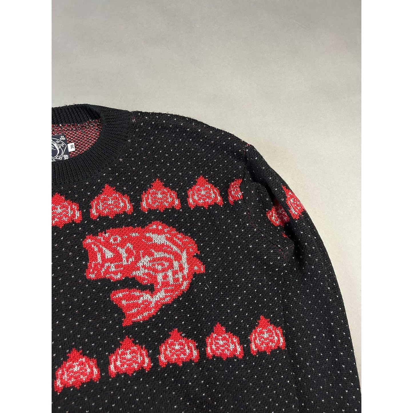 Evisu sweater koi fish black knit vintage Japanese