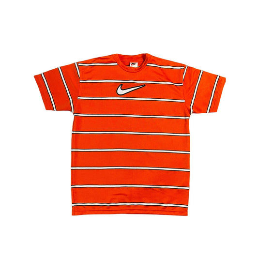 Nike big swoosh striped t-shirt vintage 90s Orange