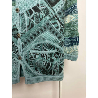 Coogi sweater cashmere cardigan blue multicolor cable knit