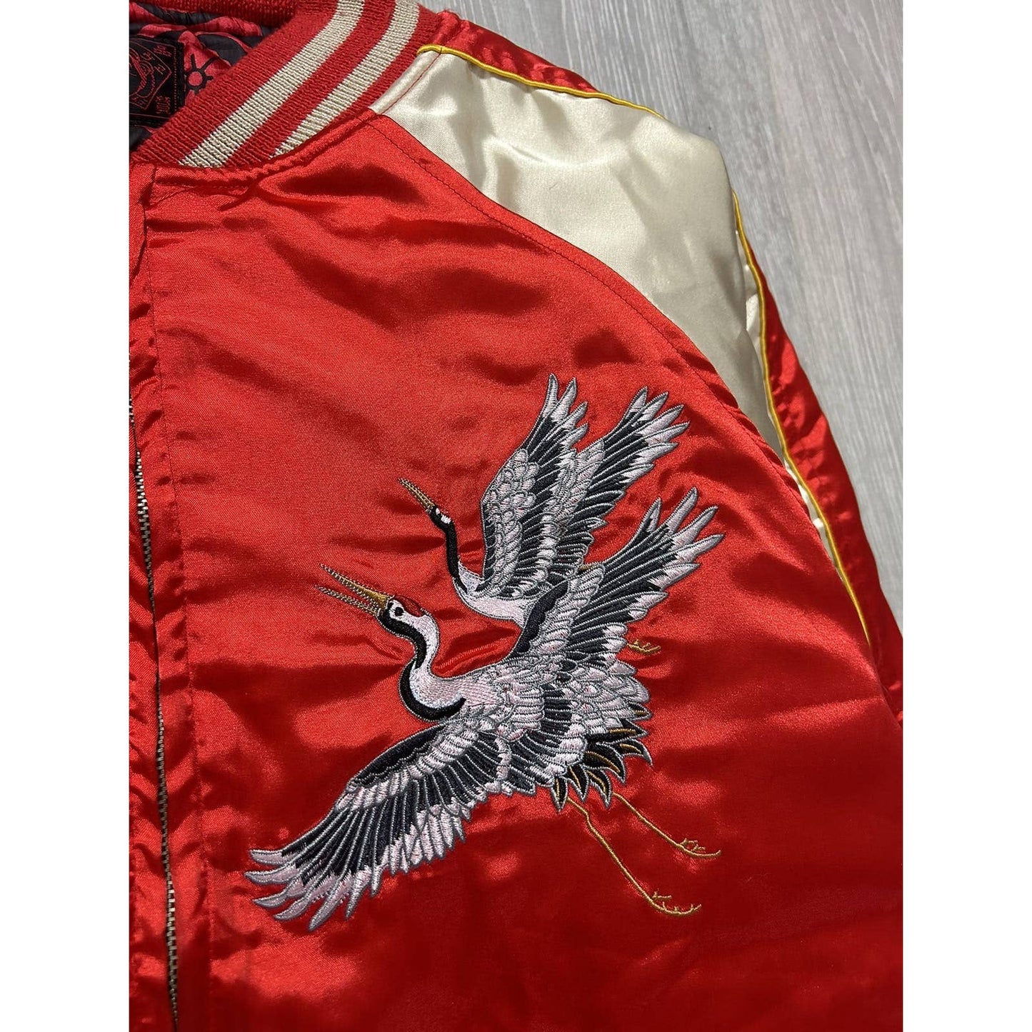 Evisu bomber jacket red birds Osaka Nippon