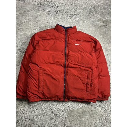 Nike navy puffer jacket big logo reversible vintage 90s red