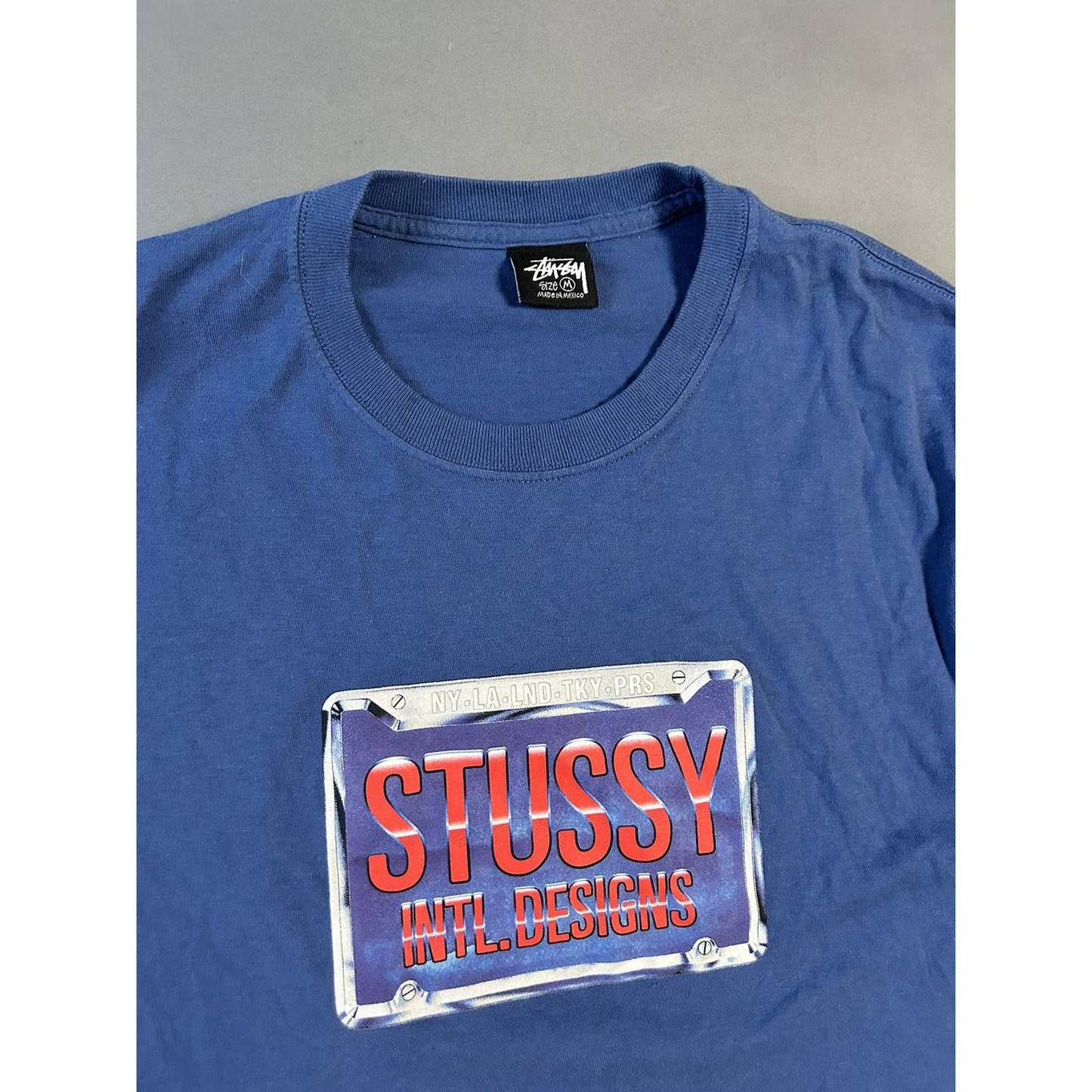 Stussy t-shirt big logo blue vintage