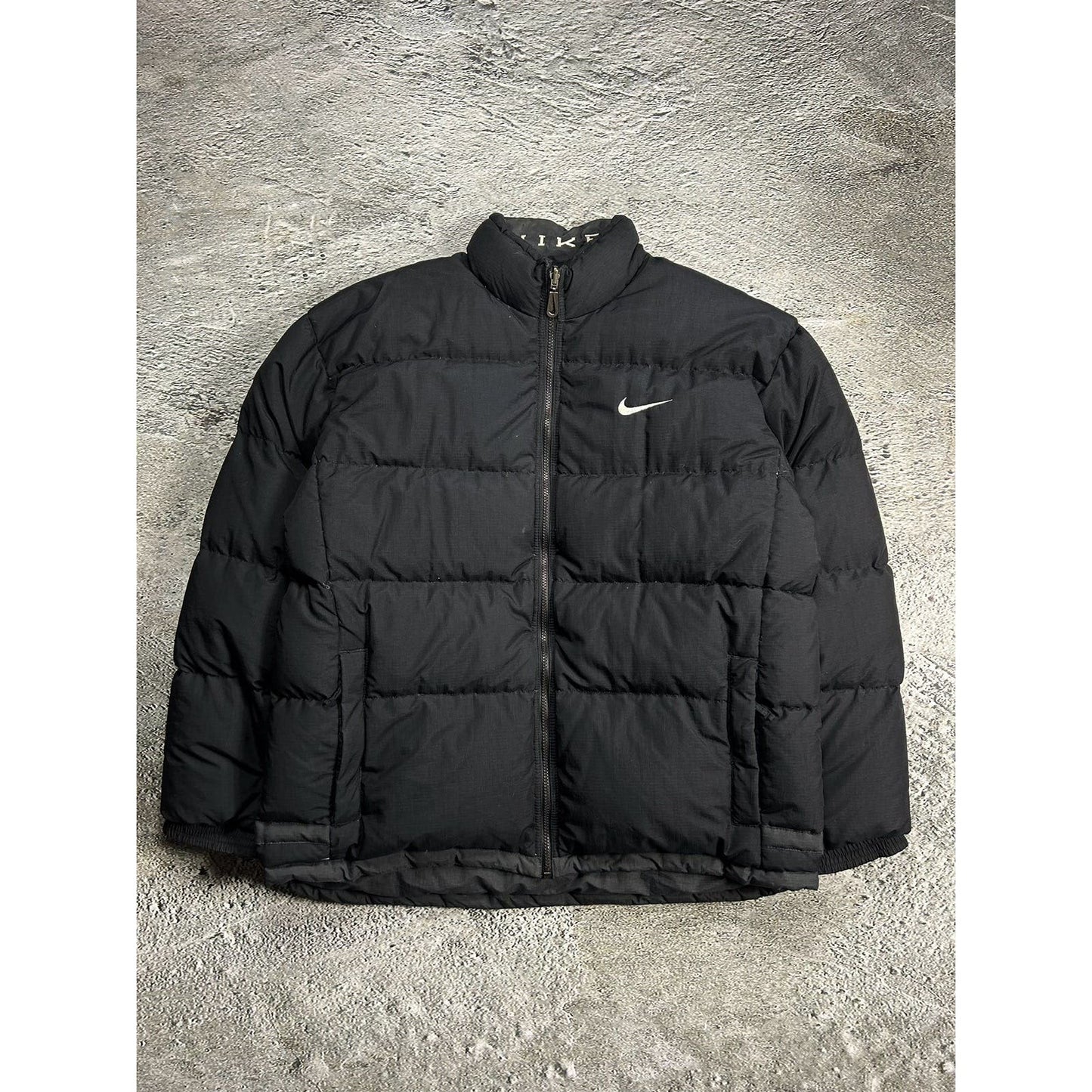 Nike black puffer jacket big logo reversible vintage 90s