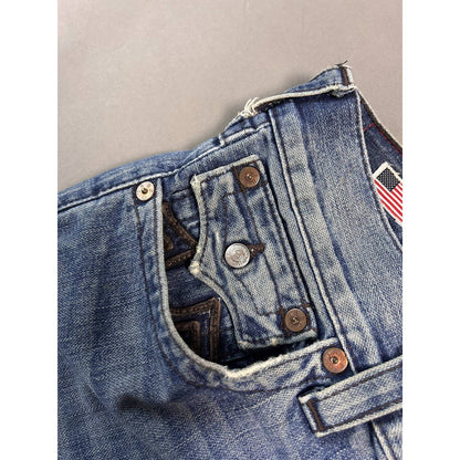 True Religion vintage blue jeans brown thick stitching