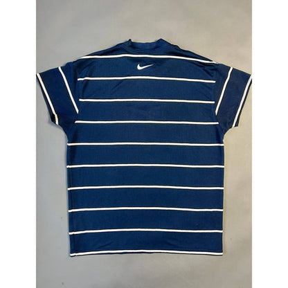 Nike big swoosh striped t-shirt vintage 90s navy