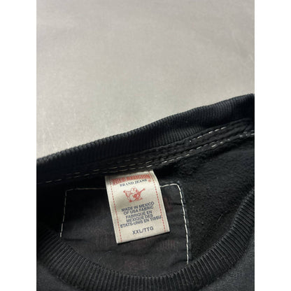 True Religion vintage black sweatshirt fat stitching Y2K