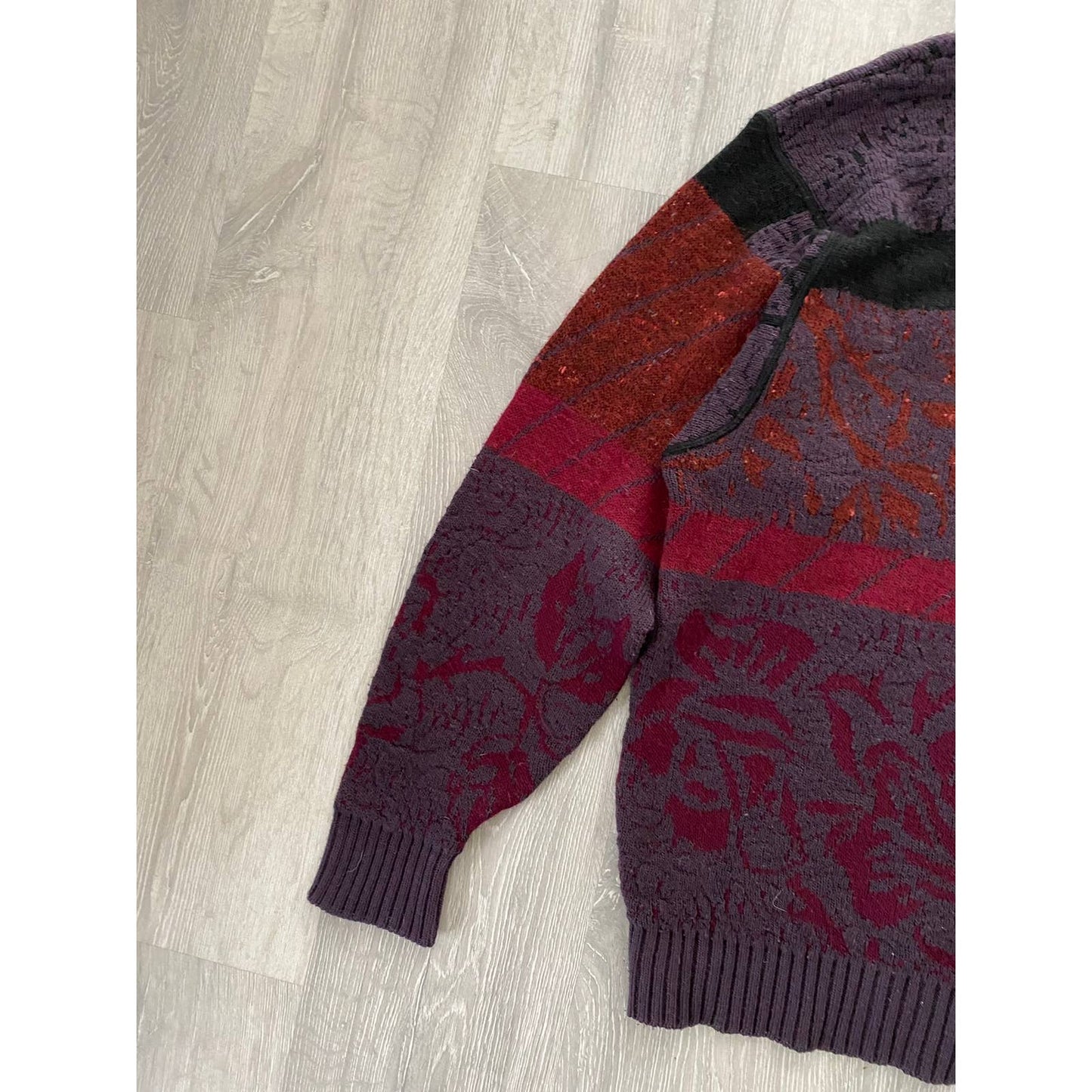 Carlo Colucci vintage sweater knitwear floral Purple red