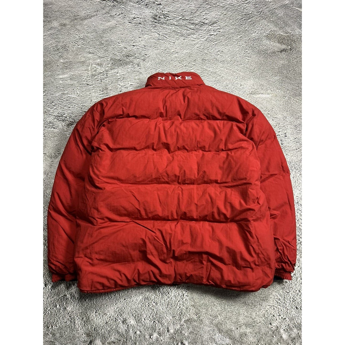 Nike navy puffer jacket big logo reversible vintage 90s red