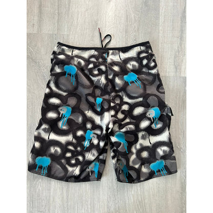 Quiksilver shorts black Y2K vintage fullprint graffiti surf