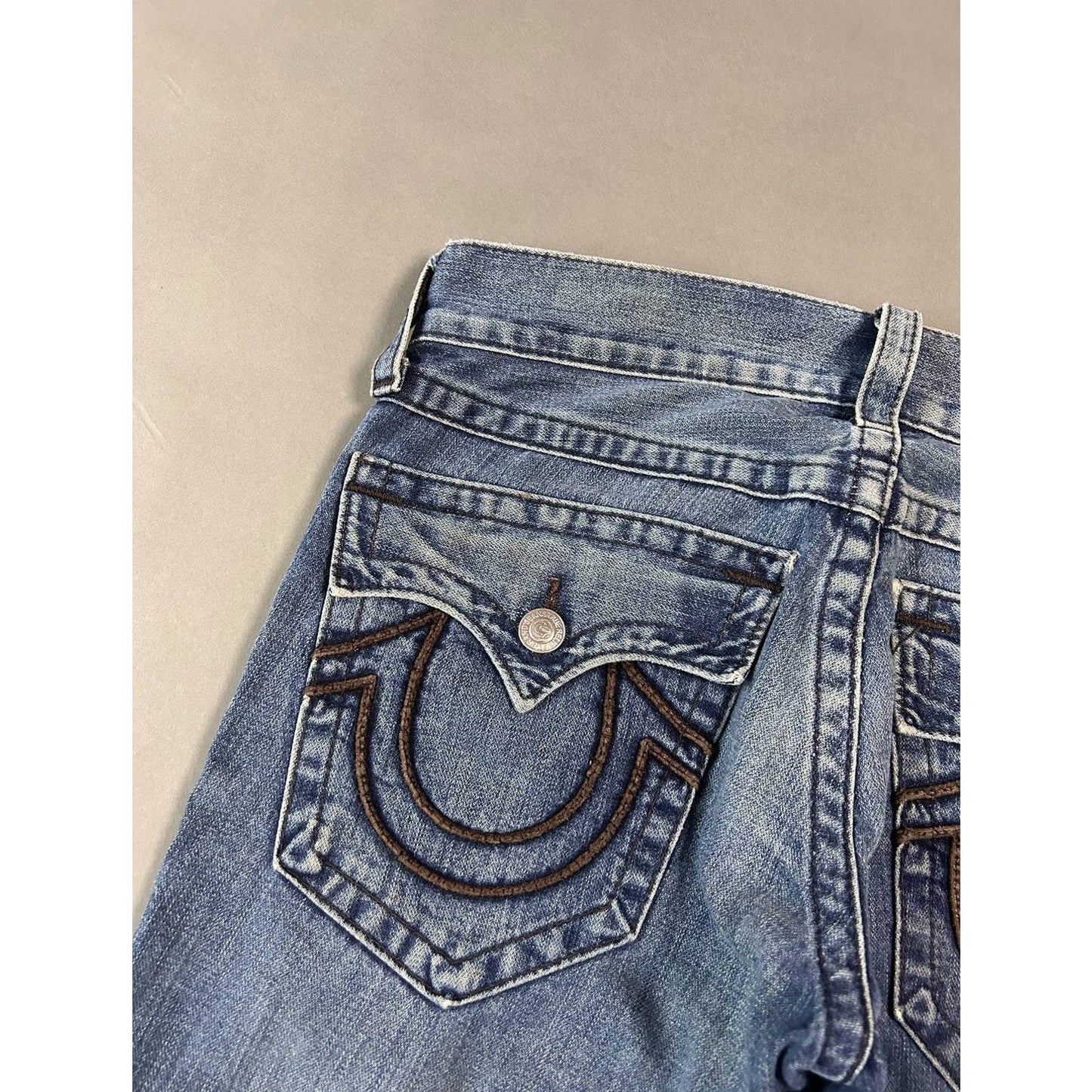 True Religion vintage blue jeans brown thick stitching