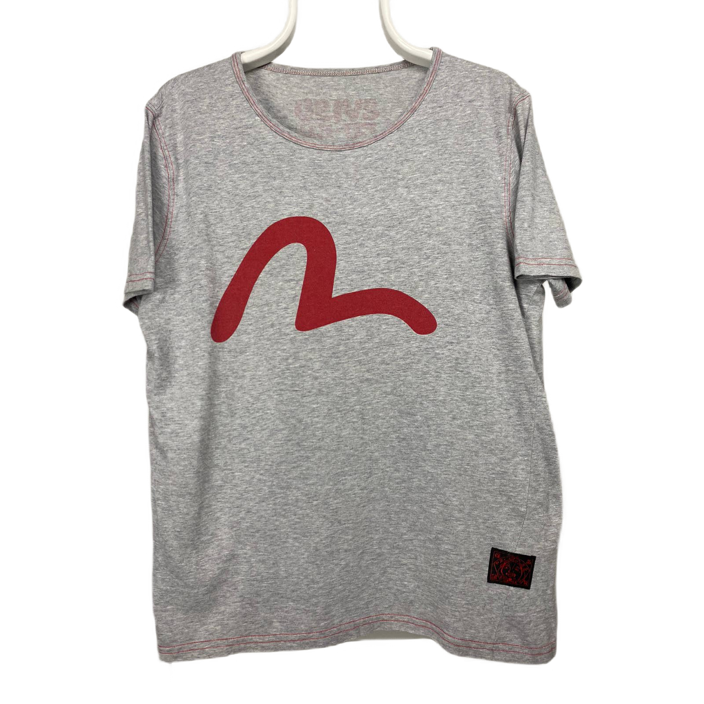 Evisu EU ED vintage T-shirt big seagull logo red in grey