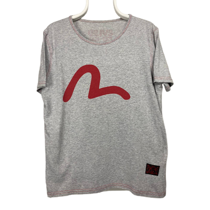 Evisu EU ED vintage T-shirt big seagull logo red in grey