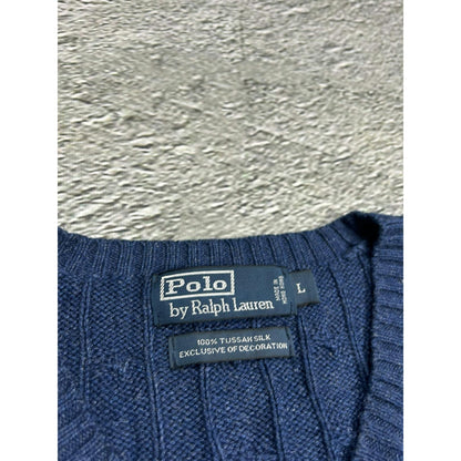 Polo Ralph Lauren blue silk sweater vintage knit